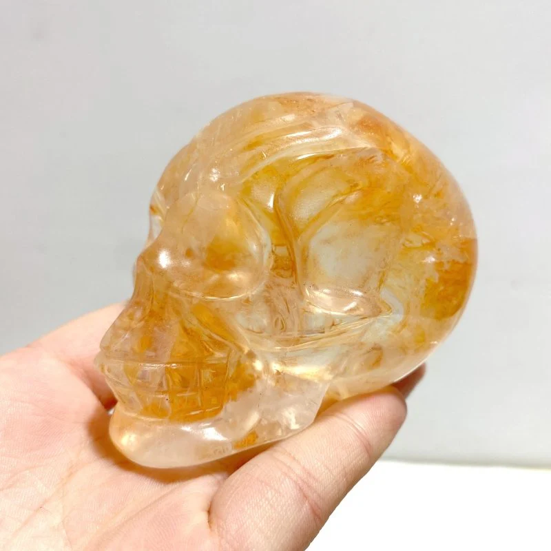 9 Pieces Hematoid Quartz Golden Fire Quartz Skull Carving - Image 3