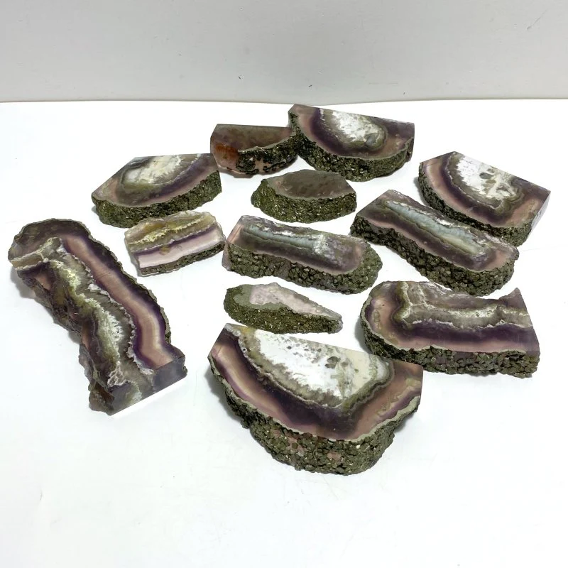 12 Pieces Unique Fluorite Mixed Pyrite Calcite Slab - Image 3