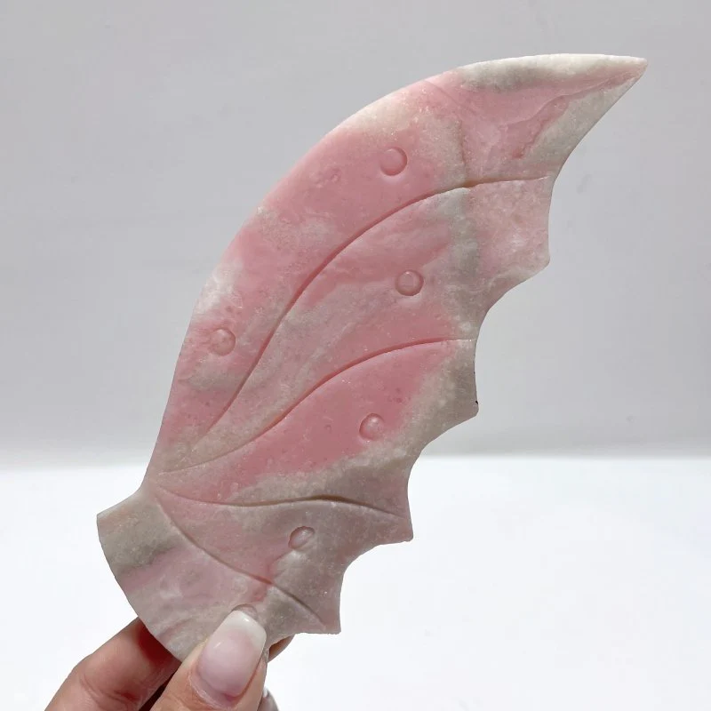 Unique Pink Opal Flying Dragon Wing With Stand - Image 3
