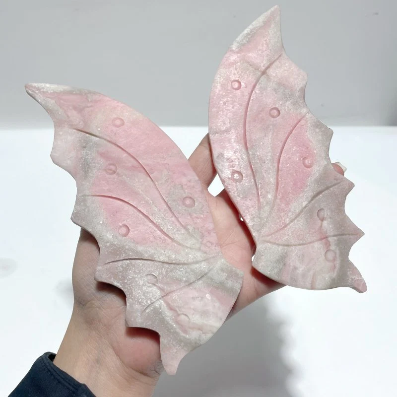 Unique Pink Opal Flying Dragon Wing With Stand - Image 4