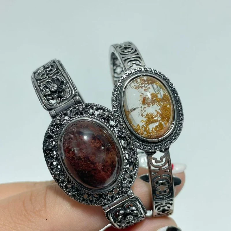 Open Bangle 13 Pieces Retro Garden Quartz Adjustable Alloy Cuff bracelet