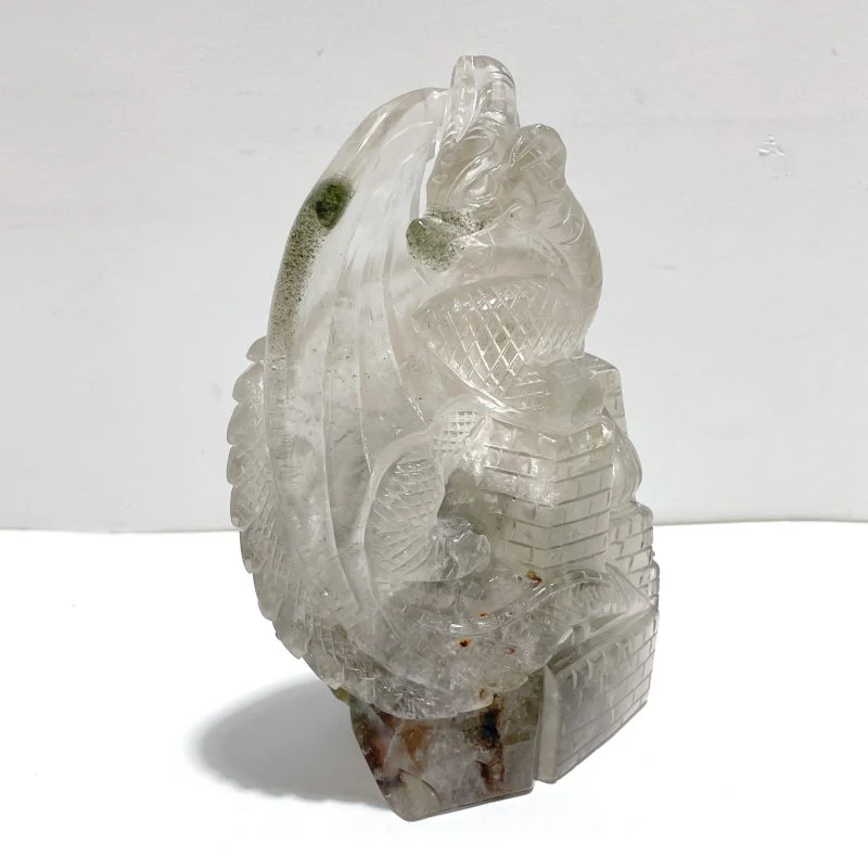Unique Garden Quartz Flying Dragon Castle Carving - Image 2