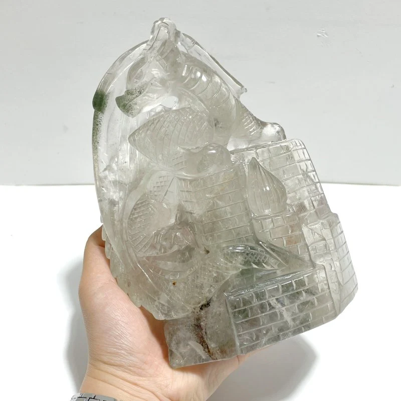 Unique Garden Quartz Flying Dragon Castle Carving - Image 4