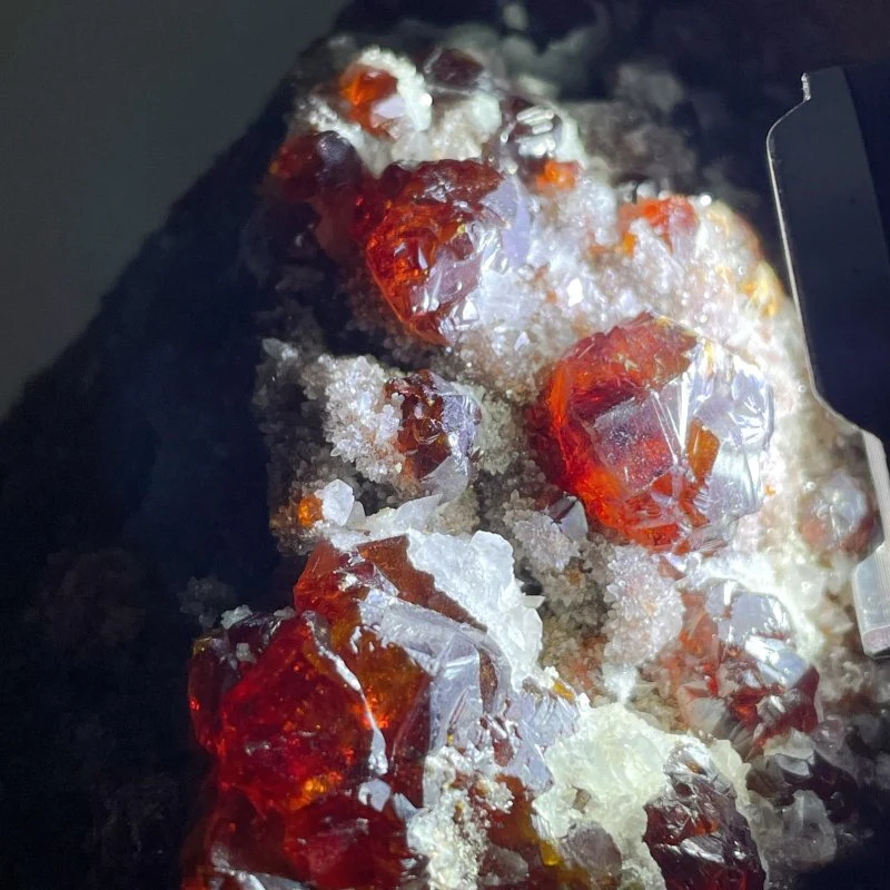 Beautiful Orange Garnet Specimen Mixed Quartz Cluster
