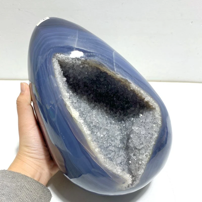 Unique Geode Druzy Agate Dinosaur Egg Home Decor With Stand - Image 4
