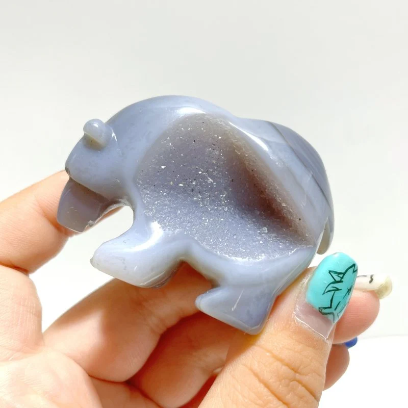 12 Pieces Geode Druzy Agate Bear Carving - Image 2