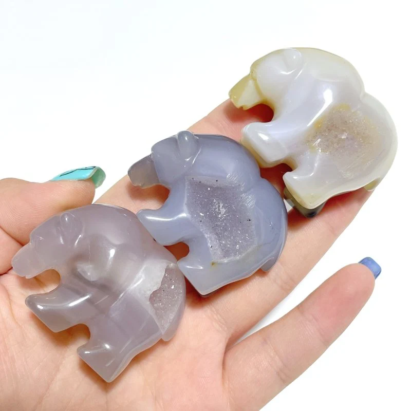 12 Pieces Geode Druzy Agate Bear Carving - Image 4