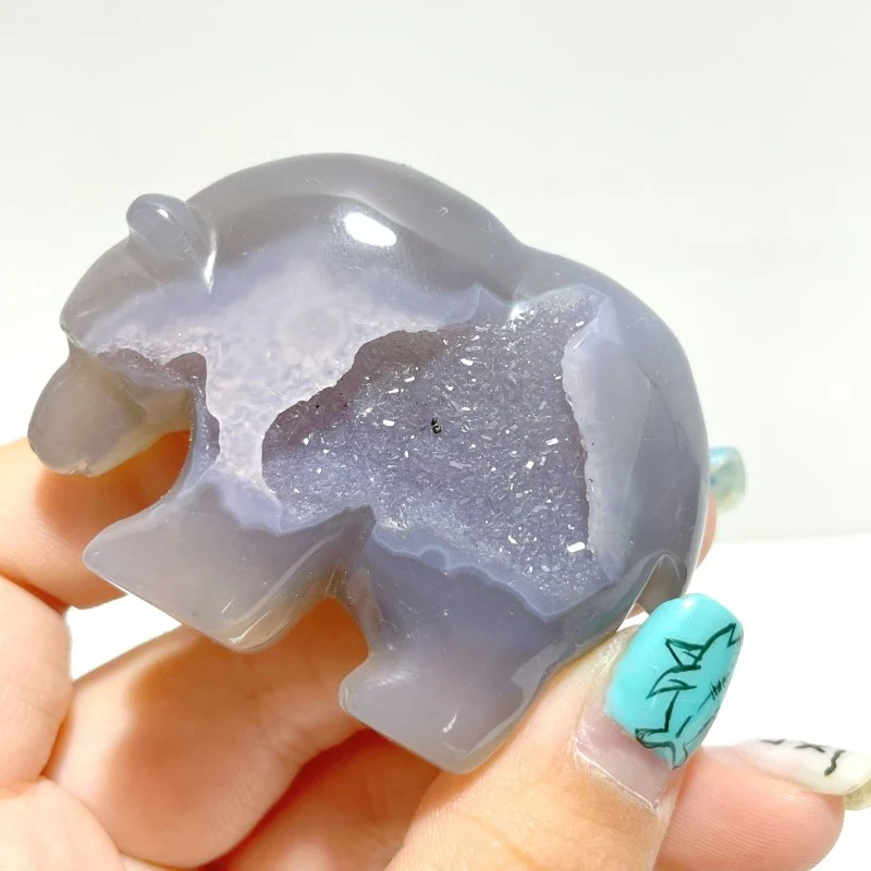 12 Pieces Geode Druzy Agate Bear Carving - Image 6
