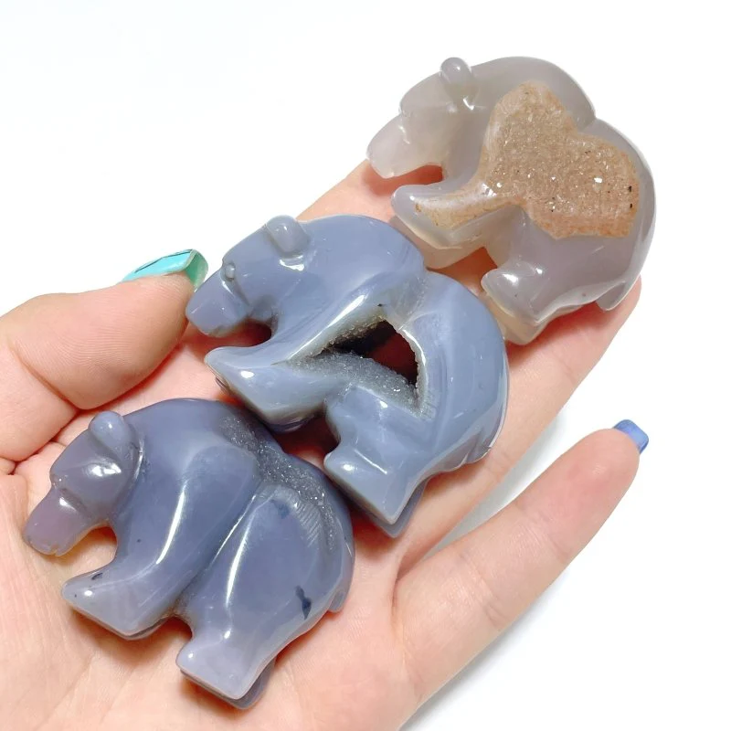12 Pieces Geode Druzy Agate Bear Carving - Image 7