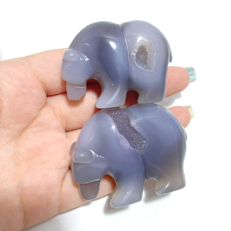 12 Pieces Geode Druzy Agate Bear Carving - Image 8