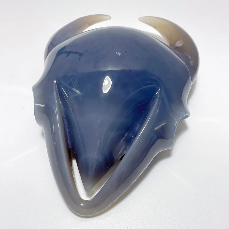 Unique Large Geode Druzy Agate Demon Sheep Head Carving - Image 3