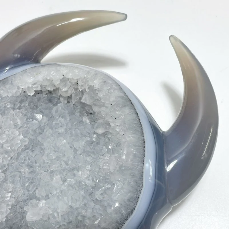 Unique Large Geode Druzy Agate Demon Sheep Head Carving - Image 5