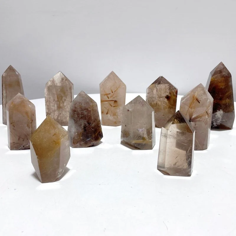 11 Pieces Unique Gold Rutilated Quartz Points - Image 2