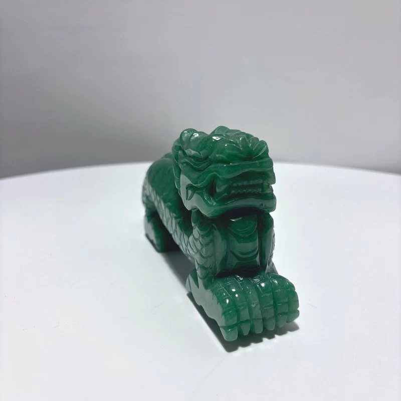 Unique Green Aventurine Chinese Dragon Carving - Image 2