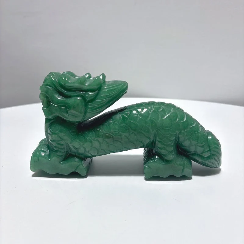 Unique Green Aventurine Chinese Dragon Carving - Image 3