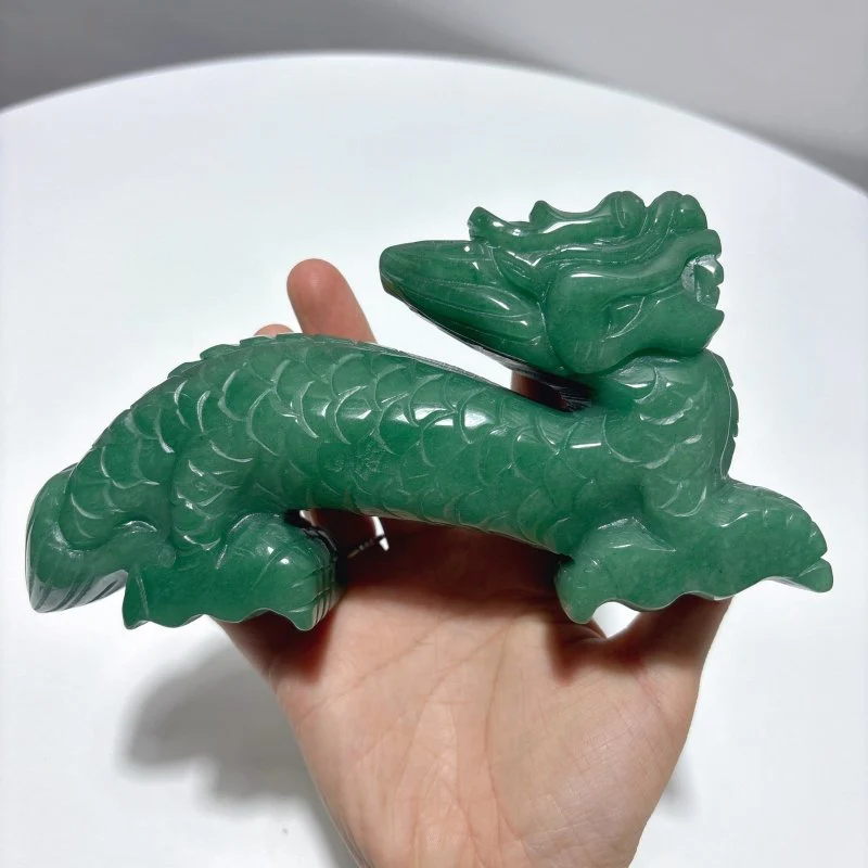 Unique Green Aventurine Chinese Dragon Carving - Image 6