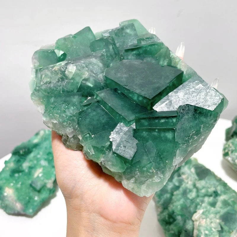 5 Pieces Unique Green Fluorite Raw Specimen Cubic Stone - Image 2