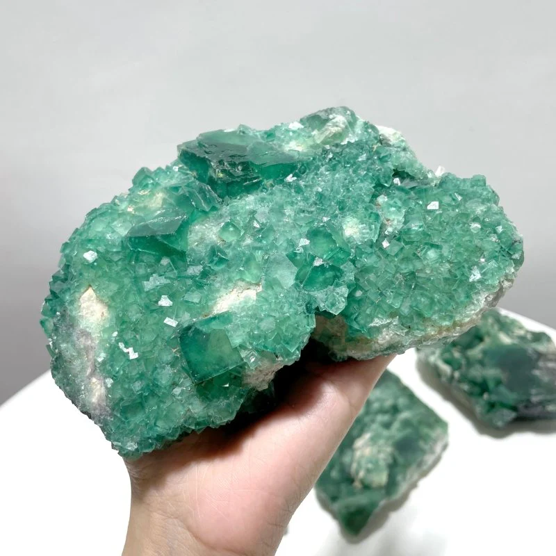 5 Pieces Unique Green Fluorite Raw Specimen Cubic Stone - Image 3
