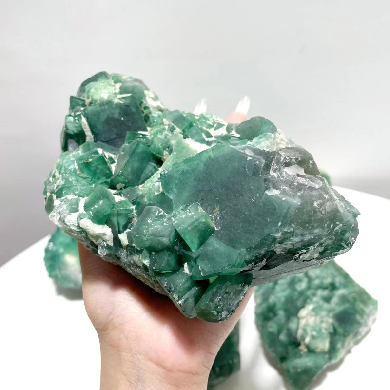 5 Pieces Unique Green Fluorite Raw Specimen Cubic Stone - Image 4