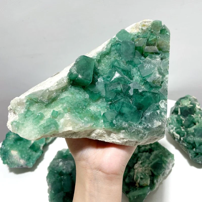 5 Pieces Unique Green Fluorite Raw Specimen Cubic Stone - Image 5