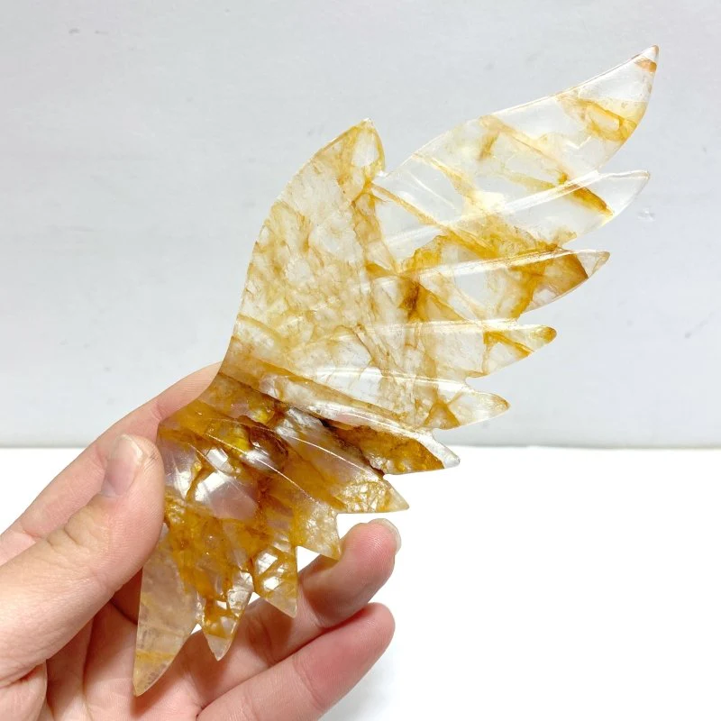 Unique Hematoid Quartz Golden Fire Quartz Butterfly Wing Carving With Stand - Image 4