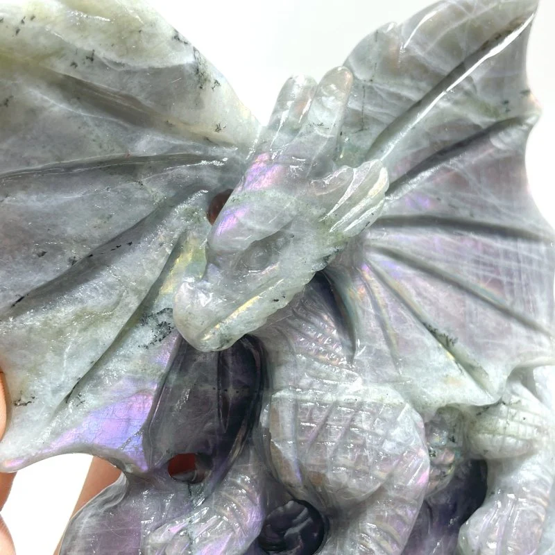 Unique Purple Labradorite Flying Dragon Carving - Image 3