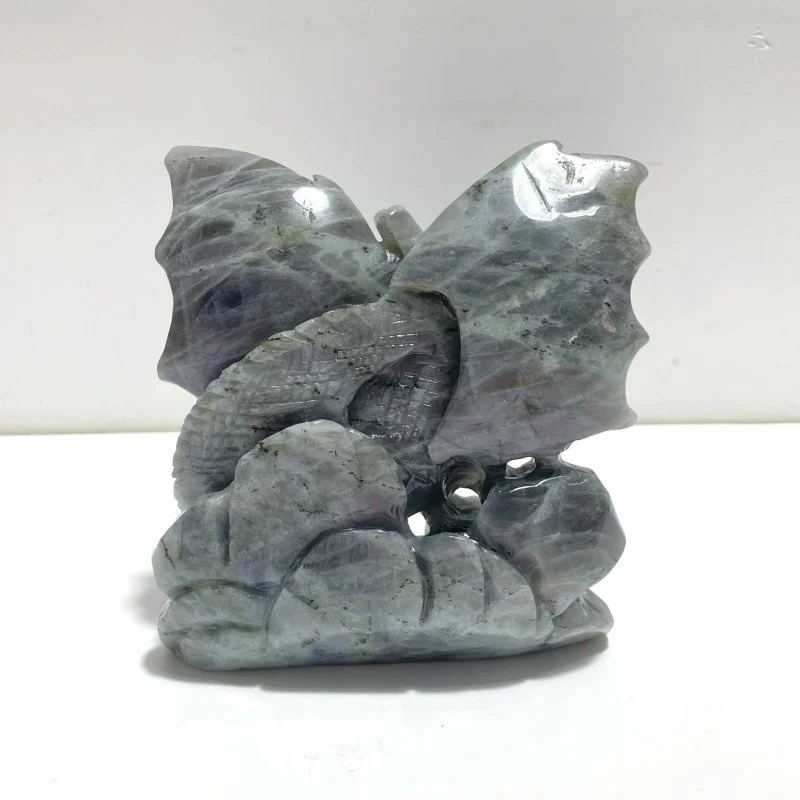 Unique Purple Labradorite Flying Dragon Carving - Image 4