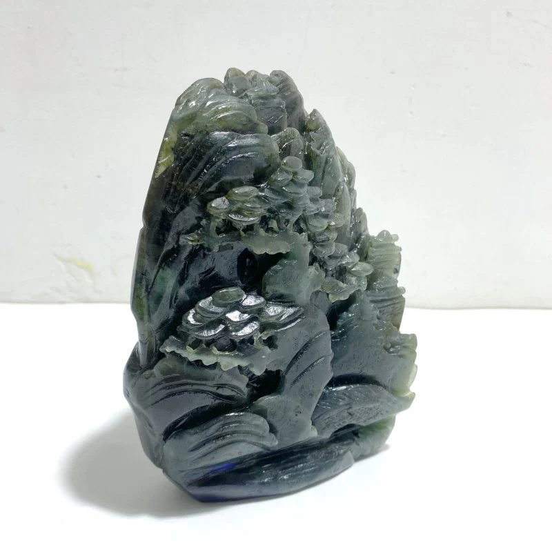 Unique Labradorite Landscape Pavilion Carving - Image 2