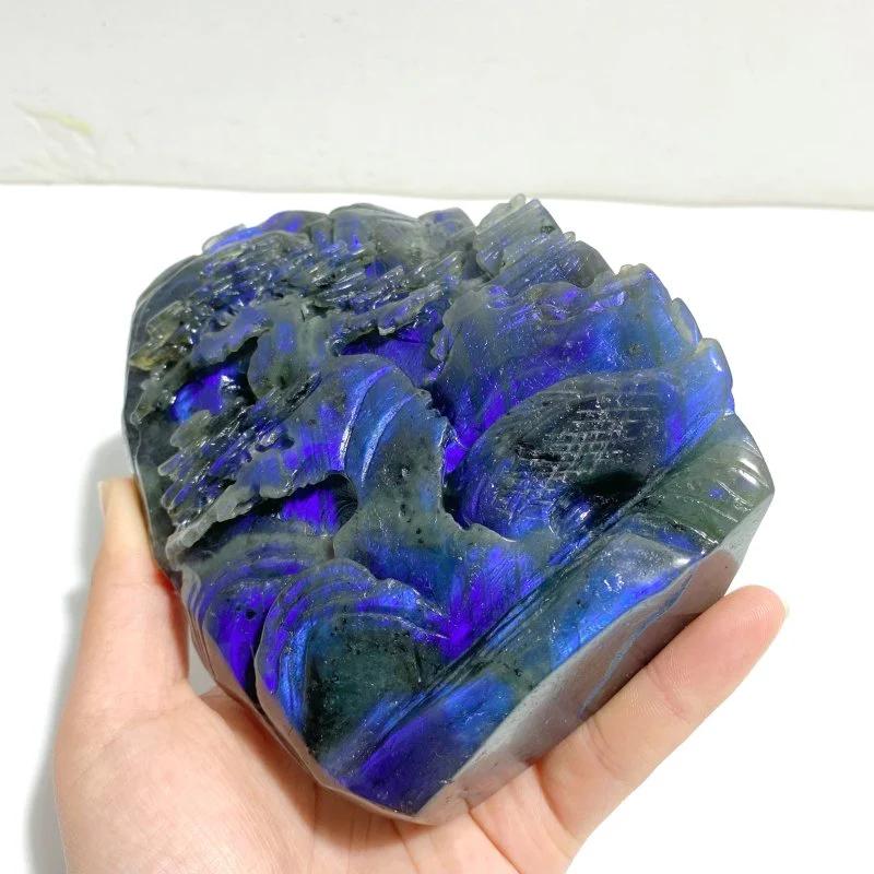 Unique Labradorite Landscape Pavilion Carving - Image 4