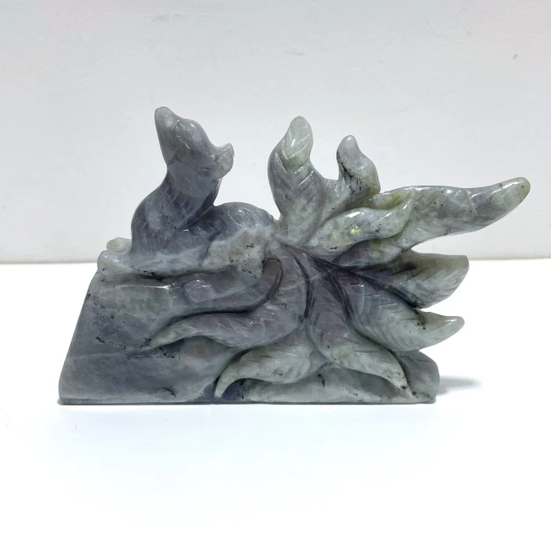 Unique Labradorite Nine-tailed Fox Carving