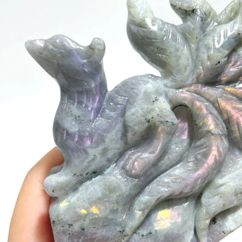 Unique Labradorite Nine-tailed Fox Carving - Image 2