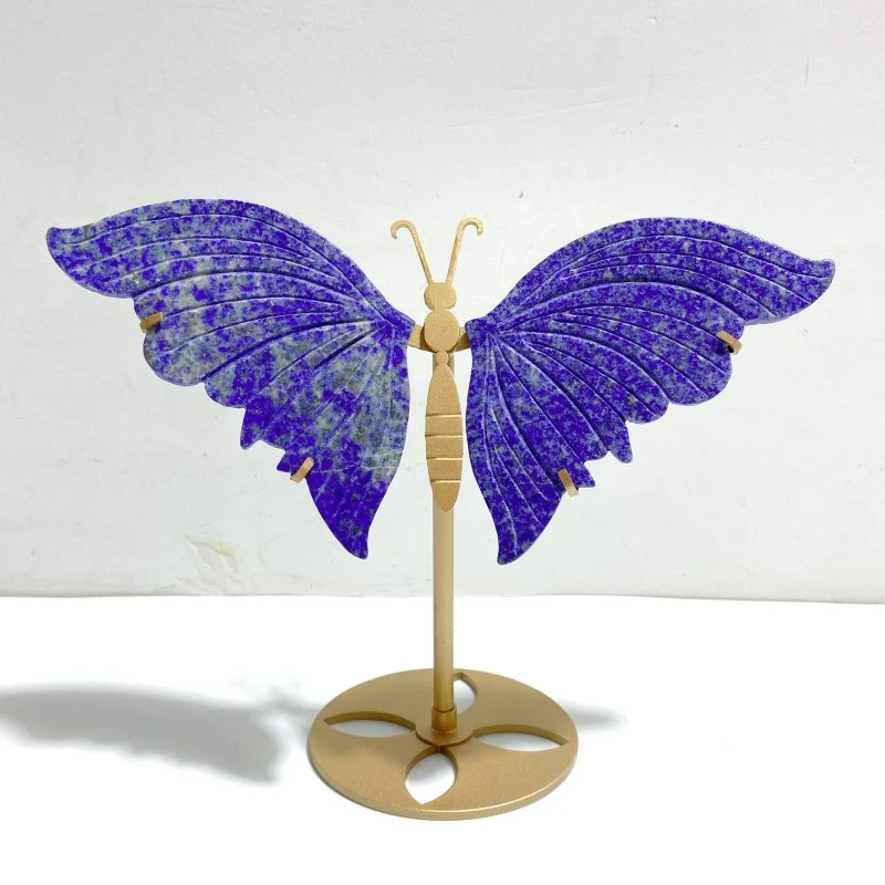 Unique Lapis Lazuli Butterfly Carving With Stand