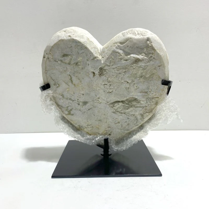 Unique Large Aura Quartz Cluster Heart With Stand #3 - Image 3