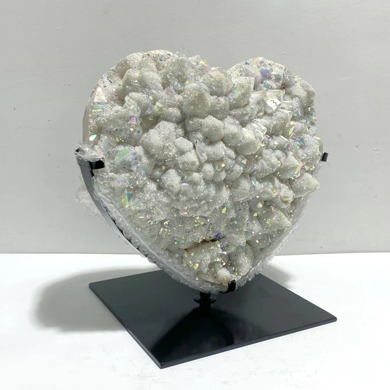Unique Large Aura Quartz Cluster Heart With Stand #4 - Image 2