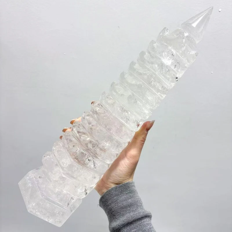 Unique Large Clear Quartz Wenchang Tower 13-level Pagoda - Image 2