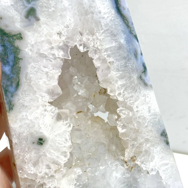 2 Pieces Large Geode Druzy Moss Agate Tower Point - Image 3