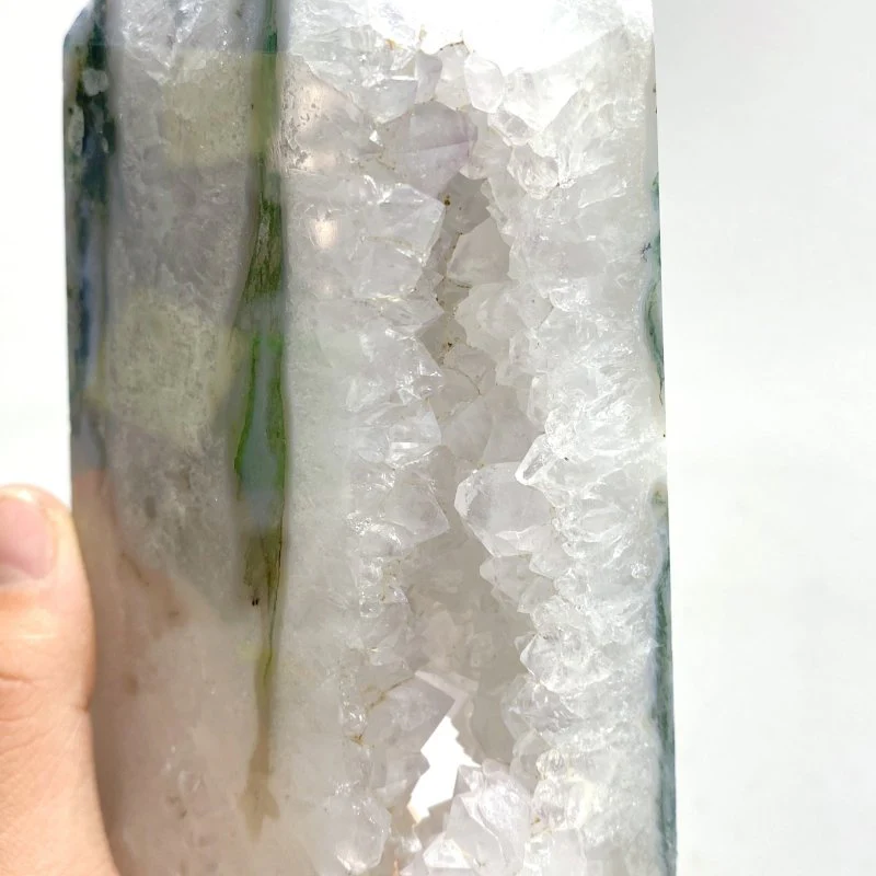2 Pieces Large Geode Druzy Moss Agate Tower Point - Image 4