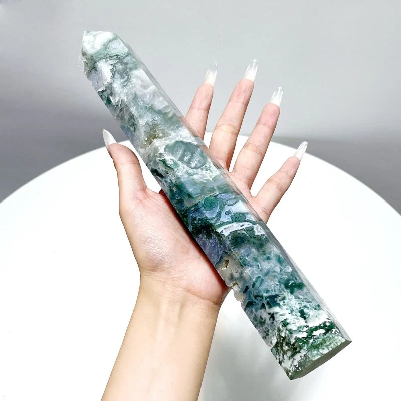 9 Pieces Beautiful Druzy Moss Agate Geode Tower - Image 2