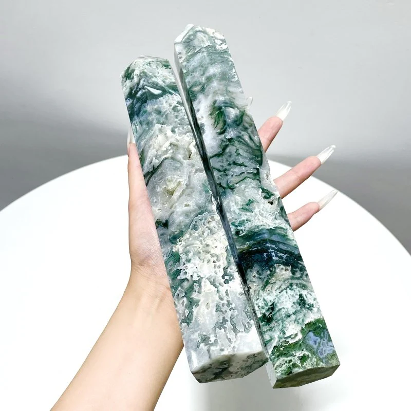 9 Pieces Beautiful Druzy Moss Agate Geode Tower - Image 4