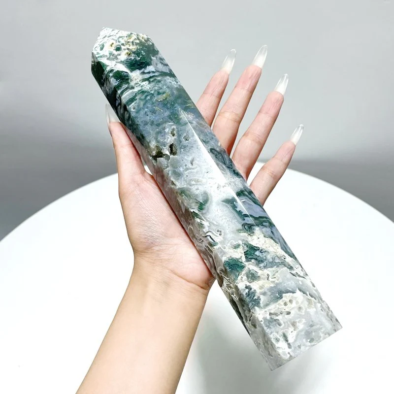 9 Pieces Beautiful Druzy Moss Agate Geode Tower - Image 5