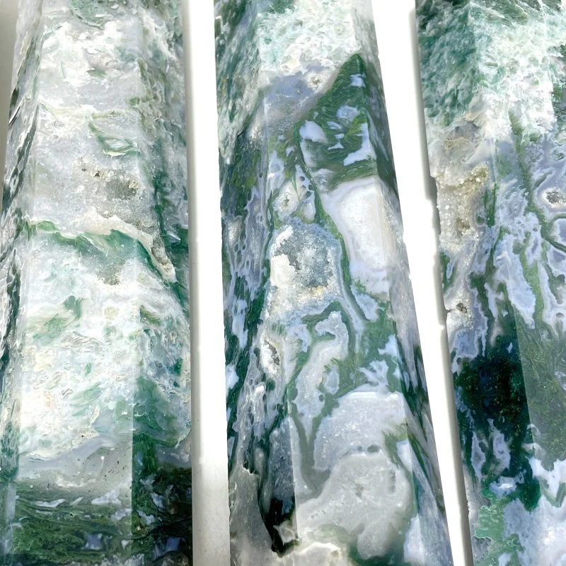 9 Pieces Beautiful Druzy Moss Agate Geode Tower - Image 6