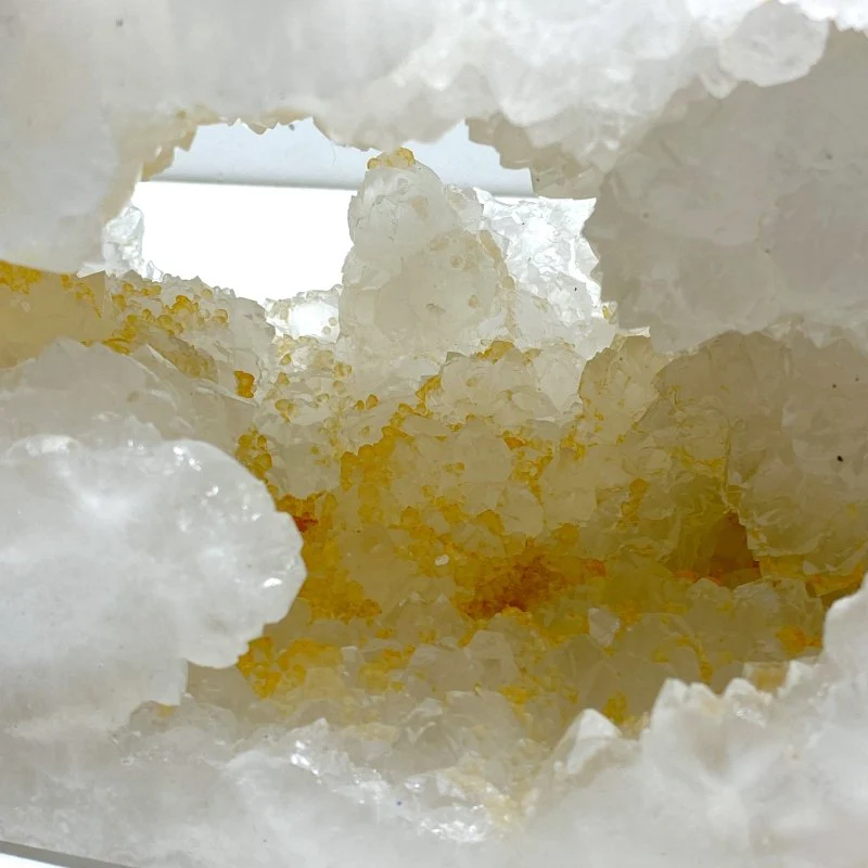 Unique Large Geode Druzy White Moss Agate Four-sided Point - Image 4
