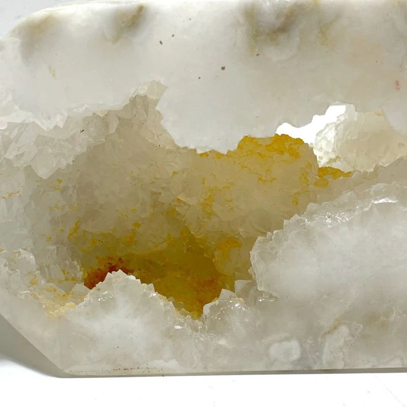 Unique Large Geode Druzy White Moss Agate Four-sided Point - Image 5
