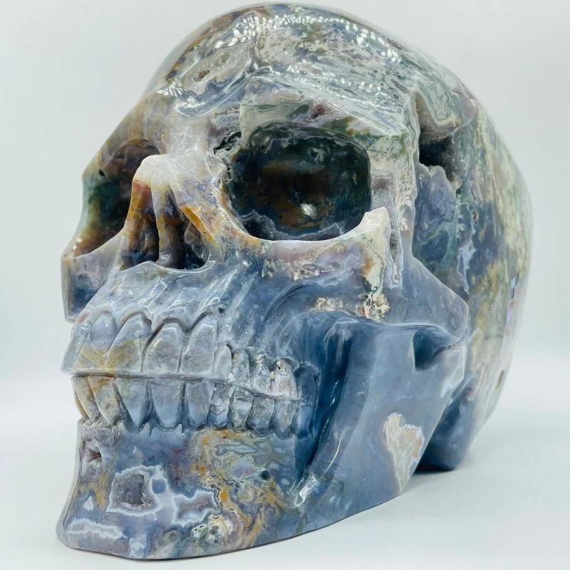11.77kg(25.8lbs) Unique Large Ocean Jasper Geode Skull - Image 2
