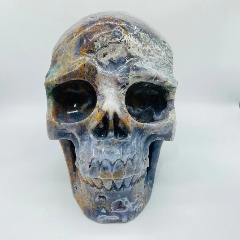 11.77kg(25.8lbs) Unique Large Ocean Jasper Geode Skull - Image 3