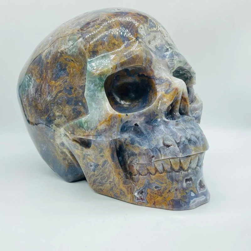 11.77kg(25.8lbs) Unique Large Ocean Jasper Geode Skull - Image 5