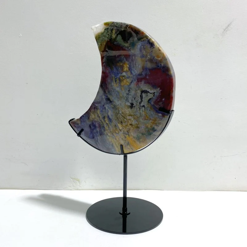 Unique Large Ocean Jasper Moon Carving With Stand #2 - Image 3