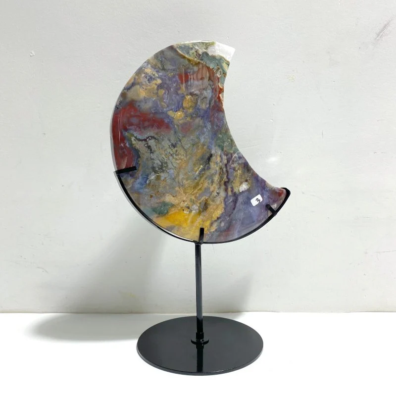 Unique Large Ocean Jasper Moon Carving With Stand #2 - Image 4