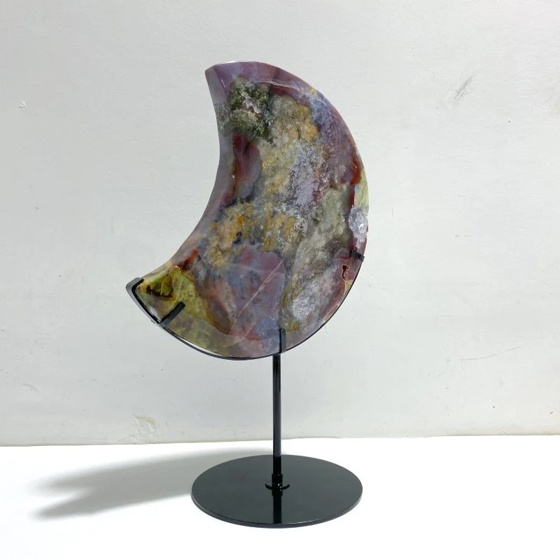 Unique Large Ocean Jasper Moon Carving With Stand #3 - Image 2