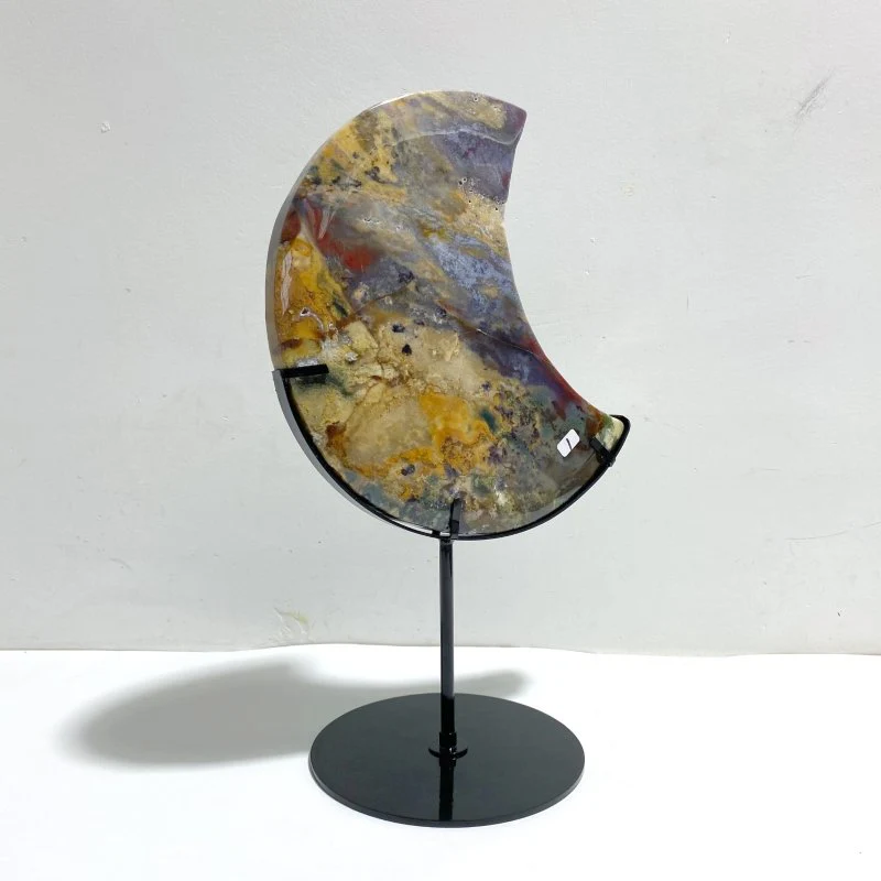 Unique Large Ocean Jasper Moon Carving With Stand - Image 3